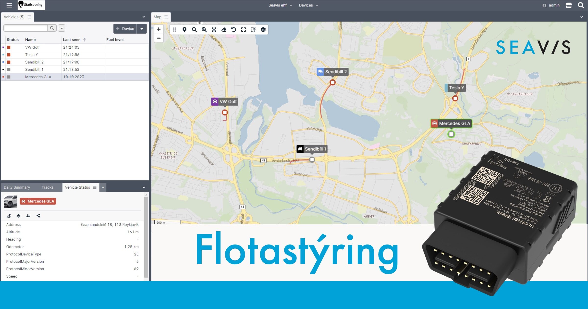 flotastýring flotastjórnun staðsetningartæki GPS tracker